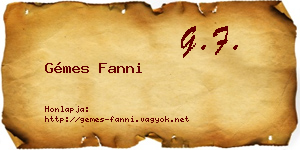 Gémes Fanni névjegykártya